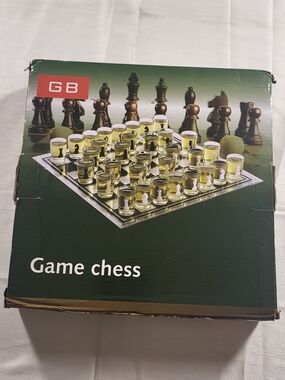 Gianni Bini Clear Glass Shot-Glass Chess Set on Clear Board